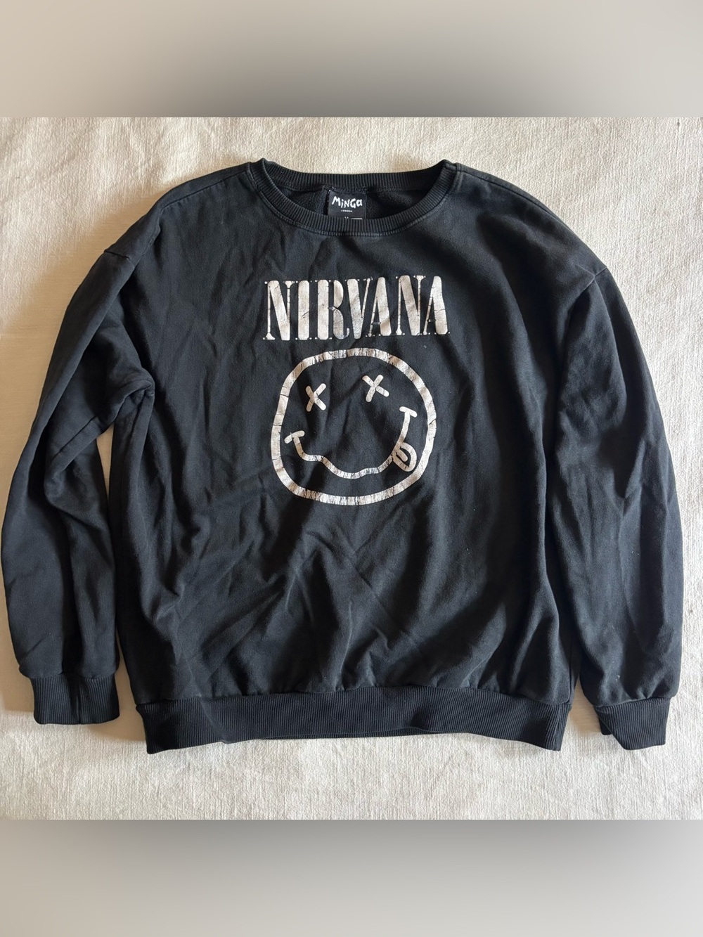 Minga London Nirvana Black Grunge Graphic Sweatshirt M